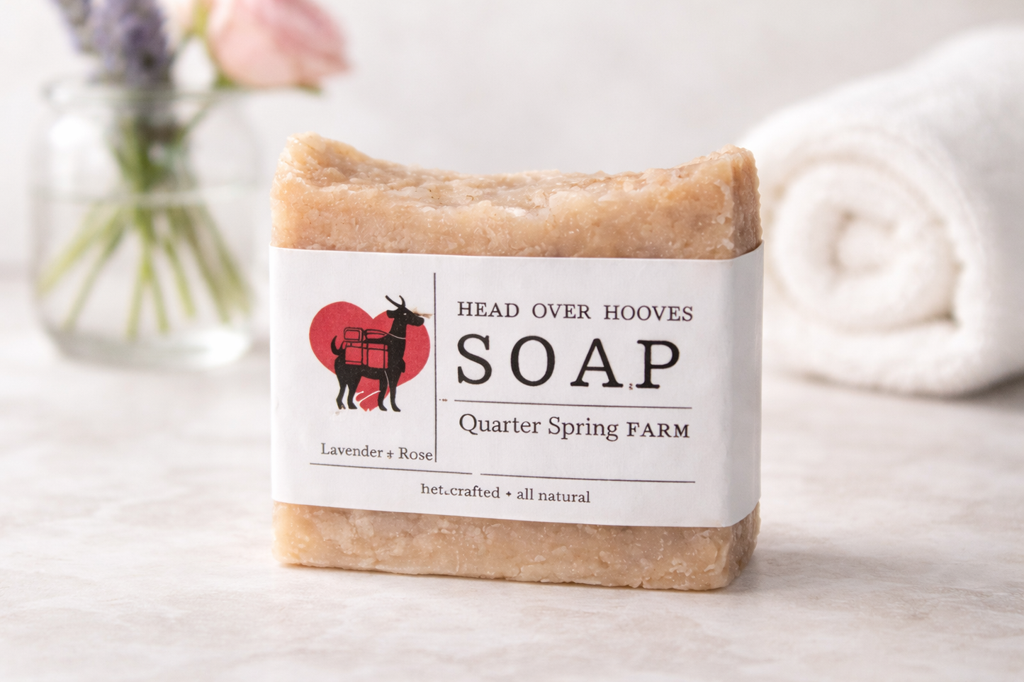 Head Over Hooves-Lavender/Rose scent-body soap-goat milk soap