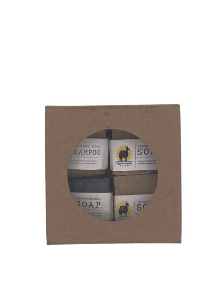 Mini Bar Travel Box Set-3 Mini Goat Milk Soaps-1 Mini Goat Milk Shampoo-Assorted Scents