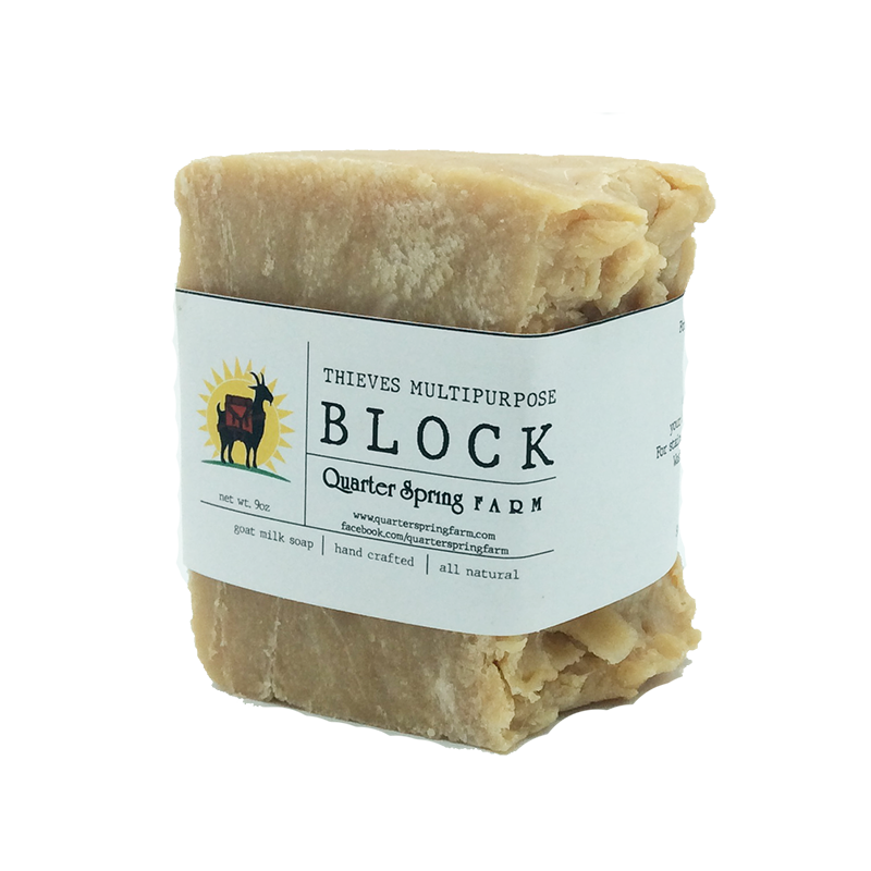 Four Thieves Multipurpose Block-Rosemary-Eucalyptus-Lemon-Cinnamon-CloveEssential Oils-Goat Milk Soap-Dish Bar-9oz
